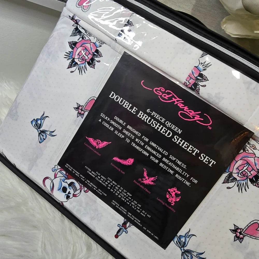 Ed Hardy 6Piece QUEEN Double Brushed sheet set.New